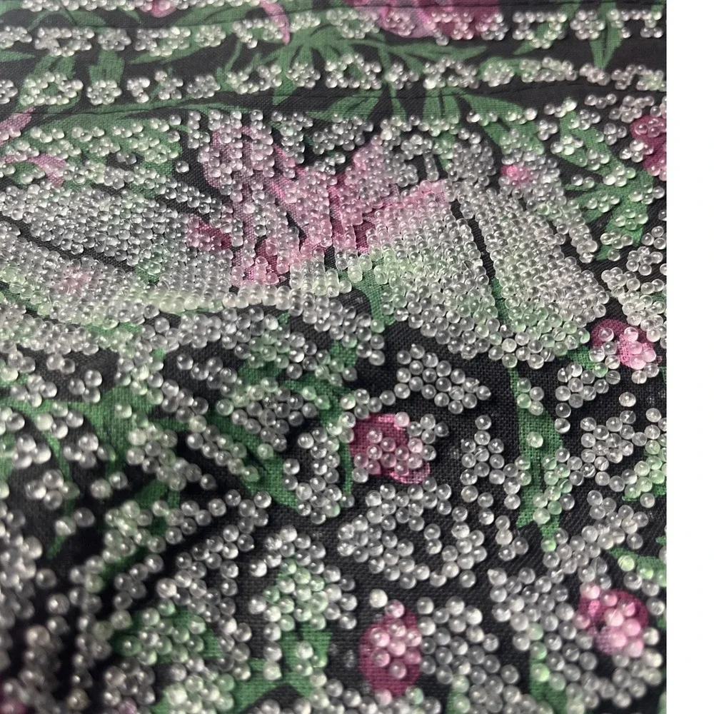 Vintage Large Beaded‎ Floral Bag , acrylic handles Boho